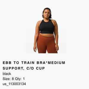 Lululemon Black Size 8 Sports Bra